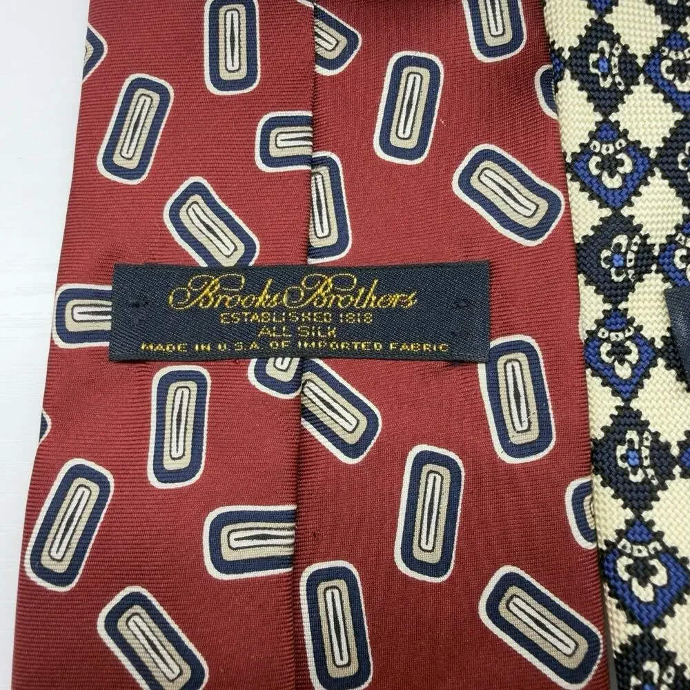 Brooks Brothers 3 Silk Ties Vintage Madder USA Preppy Heritage Geometric